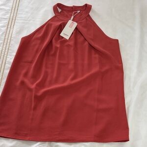 Sleeveless Red Halter Top